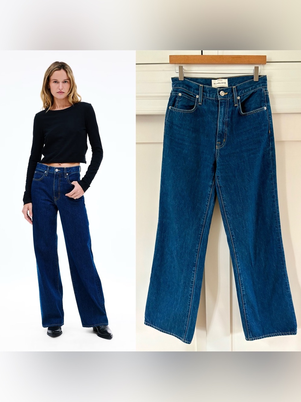 SLVRLAKE Grace Wide-Leg Jeans in Evermore – Size 27